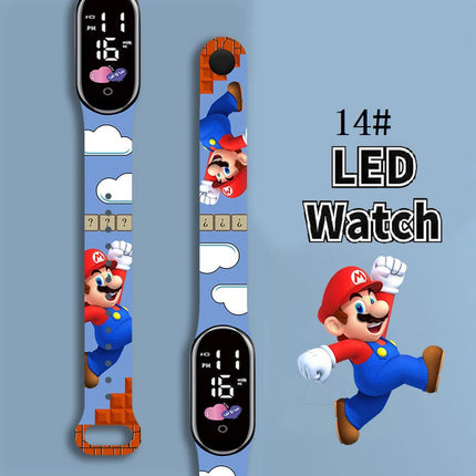 Mario Kids LED Watch Waterproof Touch Digital Bracelet Sports Wristwatch Anime Cartoon Children's Watch For Birthday Gift