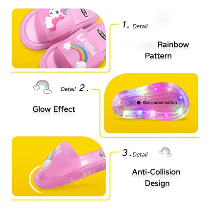 Children's Boys Girls Slippers Cartoon Unicorn Animal Prints Shoes Lighted Fashion Cute Shoes Bathroom Kids Toddler Slippers