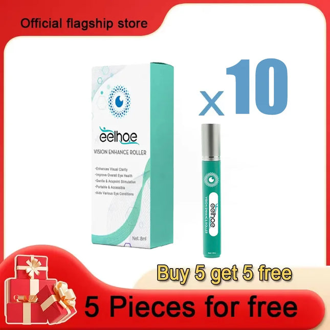 Korean Visual Enhancement Eye Serum Roller Relieve Eye Strain Dark Circles Bags Eye Contour Moisturizing Cosmetics 8ML
