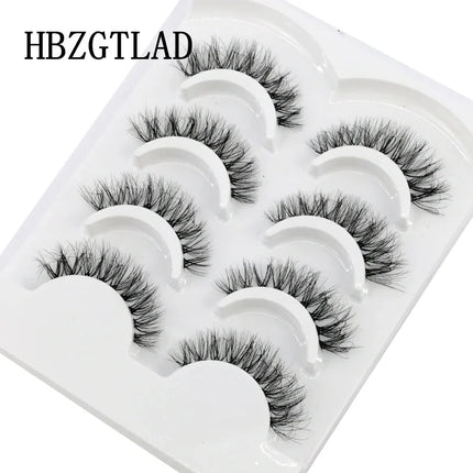 HBZGTLAD 4pairs mink lashes natural long invisible thin band fake lashes transparent terrier soft eyelashes extension Beauty