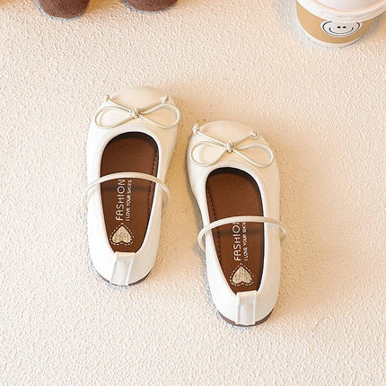 Girls' Loafer Shoes Round-toe Versatile Kids Leather Shoe Spring Autumn Bowknot New Children's Flats for Princess Ballet Fashion
