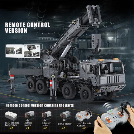 2686PCS MOC Remote Control Military Crane Truck Building Blocks Fire Rescue Armored Crane DIY Toy Gift for Children