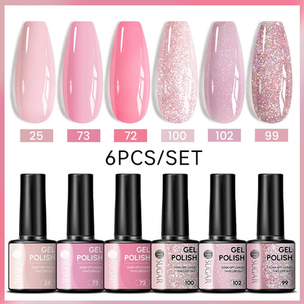 UR SUGAR 7ml All Season Gel Nail Polish Set Nude Pink Red Glitter Semi Permanent UV Gel Kits All For Manicure Soak Off Vernis