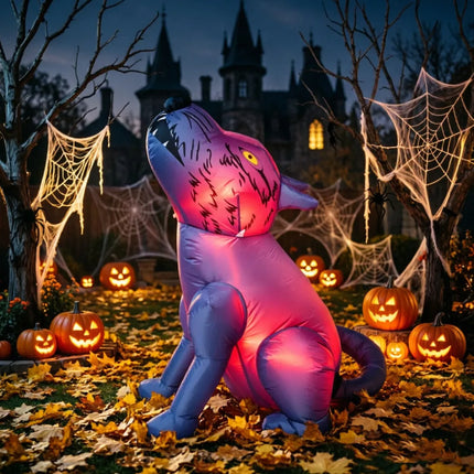 3FT Inflatable Halloween Howling Wolf Decoration with LED Lights, Lighted Blow Up Scary Wolf Figure for Outdoor Indoor Yard Garden Patio Party Holiday Home Decor, Spooky Night Glowing Animal Prop
