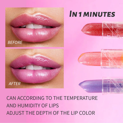 Febble Color Changing Lip Balm Moisturizing Hydrating Lip Gloss 3 Color Plumping Lip Care Makeup For Autumn And Winter
