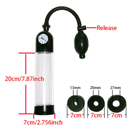 Penis Extender Enlarger Manual Vacuum Pump With Pressure Gauge  Cock Exercises Training Device Stronger Bigger Ejaculation 18+