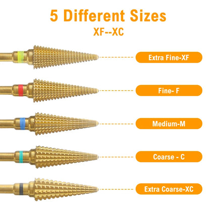 16mm Extra Long Triangle Cone Nail Drill Bits Gold Carbide Milling Cutter Gel Remover Grinding Manicure Tools Accessories 3/32"