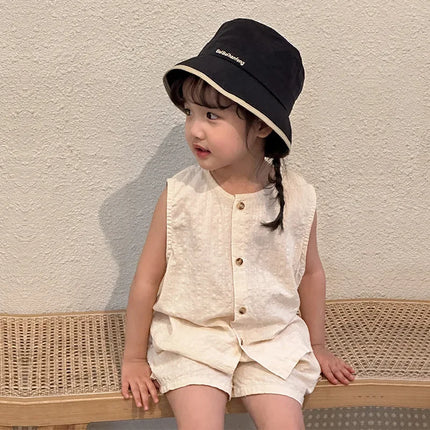 Summer Boys Clothes Set Children's Summer Set Boys' Pure Cotton Thin 2024 Girls' Korean Casual Baby Tank Top Shorts