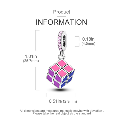 Original 925 Sterling Silver Charms Bead Inlaid Zirconium Jigsaw Puzzle Pendants Gift Fit Bracelet Jewelry DIY Marking