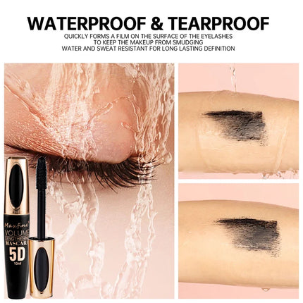 5D Black Waterproof Mascara Lengthens Eyelashes Extension Thick Silk Fiber Mascara Female Makeup Eye Cosmetics Tools for Gifts