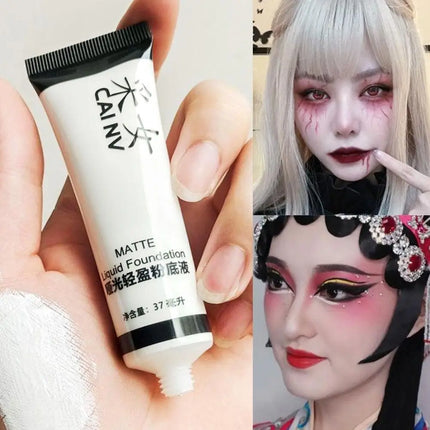 Professional White Face Foundation Matte Light White Blending Pure White Brightening Makeup For Cosplay Gothic Makeup Foundation