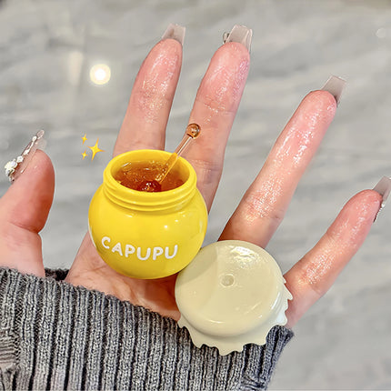 1Pcs Peach Jelly Lip Balm Clear Moisturizing Hydrating Reduce Lip Lines Honey Lip Oil Fruit Lipstick Lips Care Makeup Cosmetics