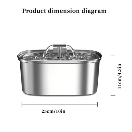 Stainless Steel Cat Water Fountain,Pet Water Dispenser With Filter,Dog Drinking Fountain For Cats,Ultra Quiet Water Pump