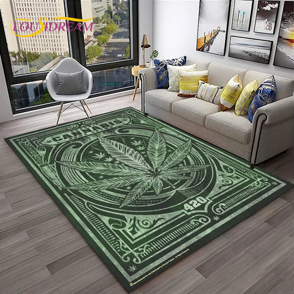 Weed Plants Maple Leaf Carpet Rug for Home Living Room Bedroom Sofa Playroom Doormat Kitchen Decor,Area Rug Non-slip Floor Mat