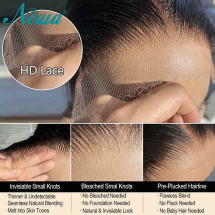 13x6/13X4 HD Lace Frontal Closure Pre Plucked Natural Hairline 100% Human Raw Hair 2x6 Deep Part Real HD Lace Closures For Women