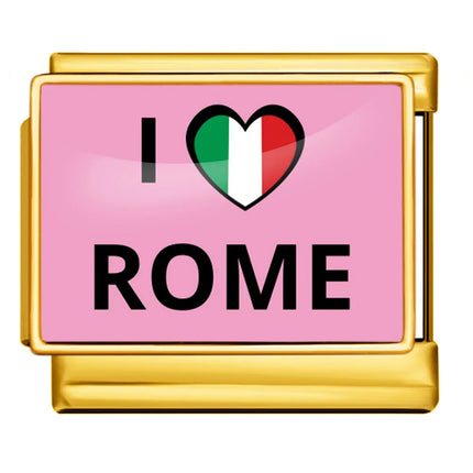 2025 Hot Selling Creative English Landmark Italian Charm Chain 9mm Stainless Steel Modular Bracelet Jewelry Wholesale