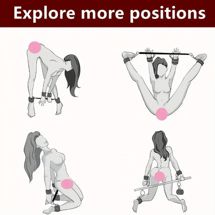 BDSM Spreader Bar Bondage Restraint Handcuffs Set Leg Cuff Detachable Wrist Ankle Neck Collar Adult Sex Toy for Couples SM Games