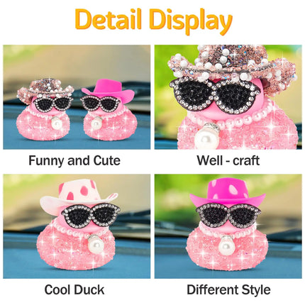 Pink Diamond Rubber Duck Car Ornaments Dashboard Decorations for Cool car Accessories with Diamond