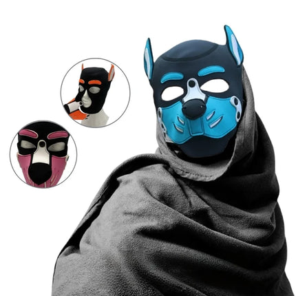 Sexy Charm Puppy Play Cosplay Mask Kit with Vibrant Full Head Ears Dog Hood for Couple BDSM Bondage Halloween Adult Sex Toys