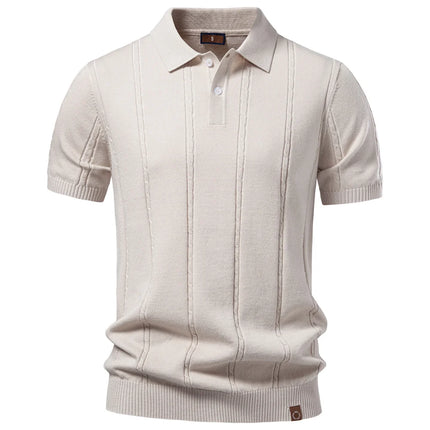 AIOPESON Men's Stripe Golf Polo Shirt Old Money Cool Silk Fabric Short Sleeve Icy Touch Breathable Casual Summer Top