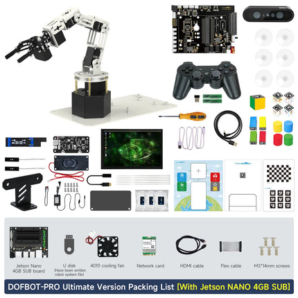 Yahboom DOFBOT PRO 6DOF Robotic Arm ROS Python Programming Learning Kit AI Large Model 3D Deep Point Cloud Recognition Gripping