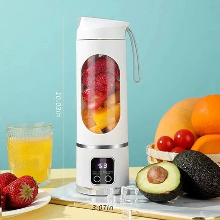 Portable Cordless USB Rechargeable Electric Juicer Cup Blender with Digital Display for Fruit Milkshake Making Home Outdoor Use
