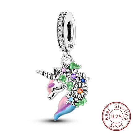 Spring Charms Beads Pendant 925 Sterling Silver Flower Butterfly Dragonfly Mushroom Charms Fit Bracelet Woman Man DIY Jewelry