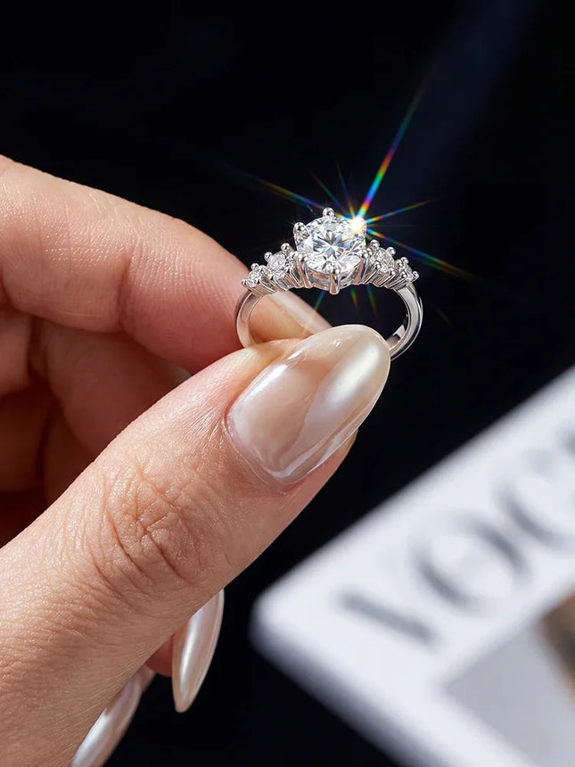 925 Sterling Silver Real 1CT Certified Moissanite Diamond Engagement Rings for Women Wedding High Quality Fine Jewelry
