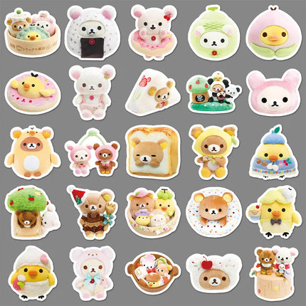 10/54pcs Rilakkuma Cute Stickers Anime Relaxed Bear DIY Art Supplies Notebook Stationery Paster Water Cup Decor Classic Toy Gift