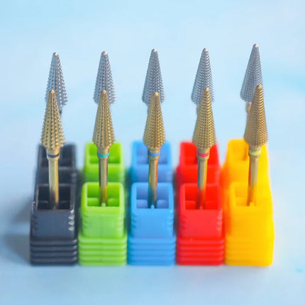 16mm Extra Long Triangle Cone Nail Drill Bits Gold Carbide Milling Cutter Gel Remover Grinding Manicure Tools Accessories 3/32"