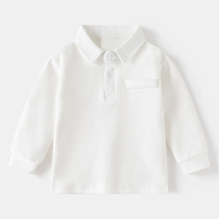 2-6 Y Spring Children Long Sleeve POLO Shirt School Uniform Turn-Down Collar Shirt Tops for Toddler Baby Boys Kids Clothes