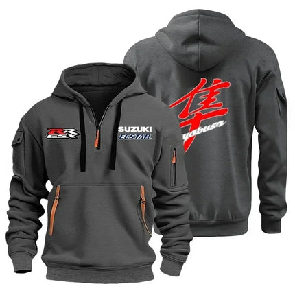 Suzuki Logo Men's Outdoor Hoodie Half Stand Collar Warm Shirt for Cycling Autumn/Winter 2026 New Collection