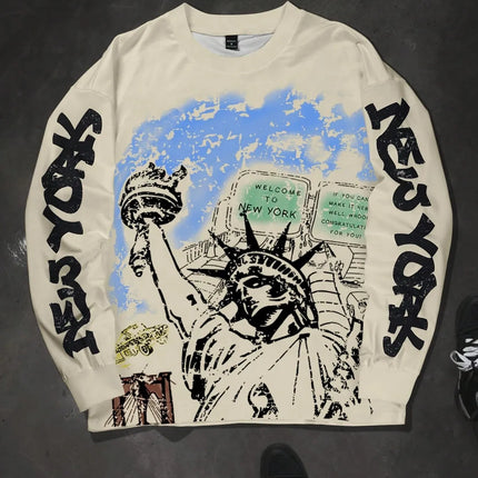 The new men's round-neck sweatshirt for Spring and Autumn 2025 is casual fashionable and comfortable with 3D pattern printing