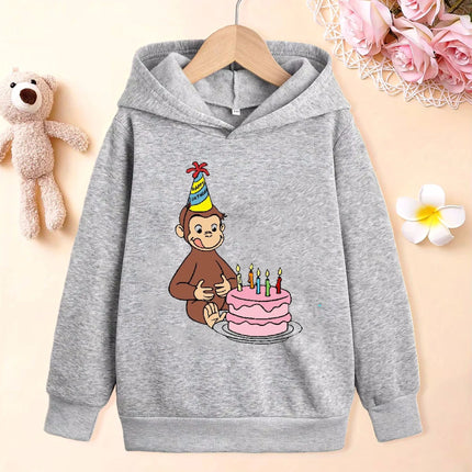 New Boys' Hoodies Cute Curious George Cartoon monkey Cartoon Printed Girls' Hoodie Fashion Children's Autumn/Winter Plush Hoodie