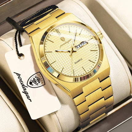 POEDAGAR Luxury Fashion Men's Watch Waterproof Stainless Steel Quartz Men Wristwatch Luminous Date Week Business Watches For Men