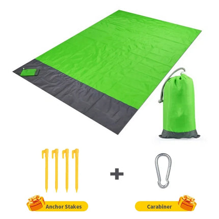 Tapis de plage pliable et imperméable avec poche, tapis de camping léger, tapis de pique-nique extérieur