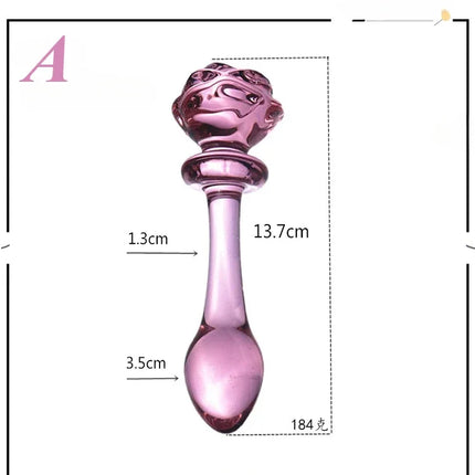 Rose Glass Bullet Butt Plug Transparent Pink Stimulating Anal Masturbation Beads Penetration Anal Plug Adult Sex Toy