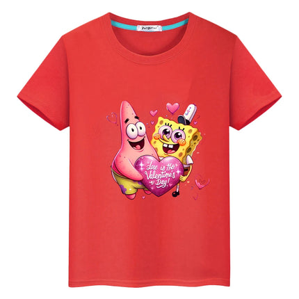Anime Bear Print T-shirt for Kids Boy 10 Years Cute T-shirt Kawaii Tops Y2K One Piece 100% Cotton Cartoons Short Girls' Clothes