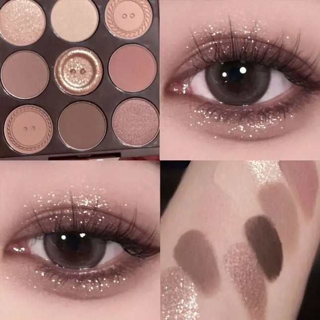 2024 New Nine-Color Sweater Knit Button Eyeshadow Palette Pearl Matte Low Saturation Deep Oat Earth Tones