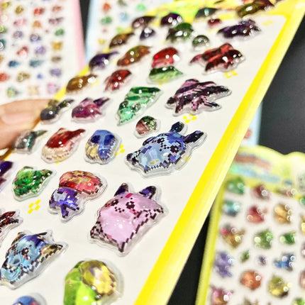 Anime Pokemon 3D Embossed Solid Stickers Mosaic-style Pikachu Charmander Squirtle Bulbasaur Pop-Up Sticker Decals Toy