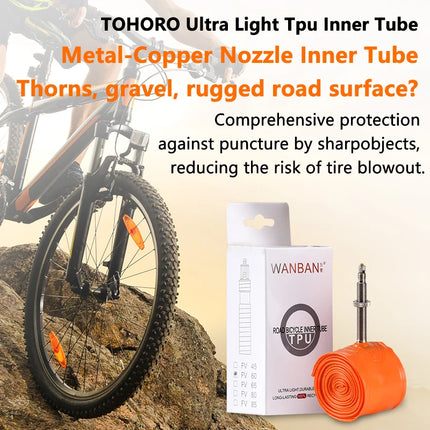 Ultralight Portable Gravel Bike Inner Tube 26''27.5''29'' 1.9-2.5 Mountain Bicycle 700C Metal Valve Available in 45/60/80mm Size