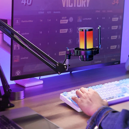 maono DGM20S Gaming USB Microphone Condenser Mic with RGB Light Noise Cancellation Boom Arm for Streaming Podcast YouTube Tiktok