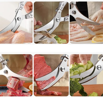 Multifunctional Kitchen Scissors Restaurant Outdoor Use Chicken Bone BBQ Sharp Durable Household Stainless Steel Strong Scissor