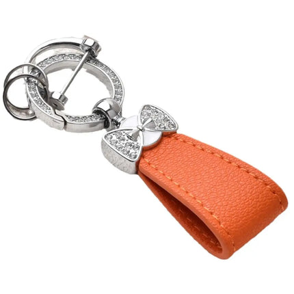 Key Holder Luxury Genuine Leather Keychain Matte Buckle Keys Organizer Car Key Pendant Bag Charms Pendant Rhinestone Key Chain