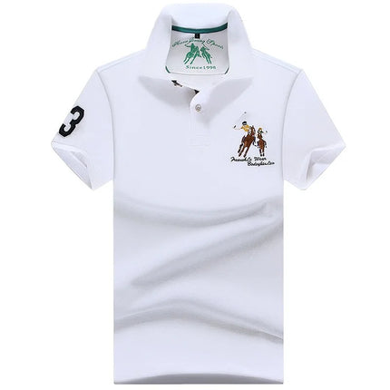 Men's Solid Summer Polo Shirt Plus Size Casual Short Sleeve Lapel Button Shirt with Embroidery - Purple, Red, White - 5XL, 6XL