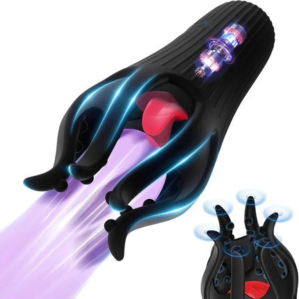 Glans Trainer Vibrating Tongue Licking Masturbators for Male 10 Vibration Modes Powerful Penis Delay Endurance Training Sex Toys