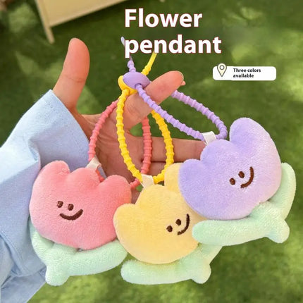 1PC Cute Cartoon Plush Tulip Keychain, Soft Stuffed Flower Doll Bag Pendant, Kawaii Flower Decoration Gift for Girls