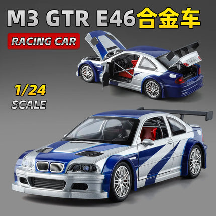 1:24 M3 GTR E46 Alloy Diecast Racing Car Model,Toy for Kids Play, Adult Collectible Ornament, Ideal Birthday Gift