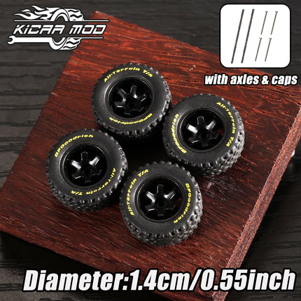 1/64 Off-Road Model Car Wheels with Rivets - 14mm Tyres for Diecast Model Cars, Pickup Trucks, 1:64 Scale - 1 Set (4pcs)