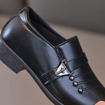 Spring Autumn Boy Leather Shoe Fashion Causal Children's Slip-on Loafers Versatile Kids Formal Students Performance Black Shoes